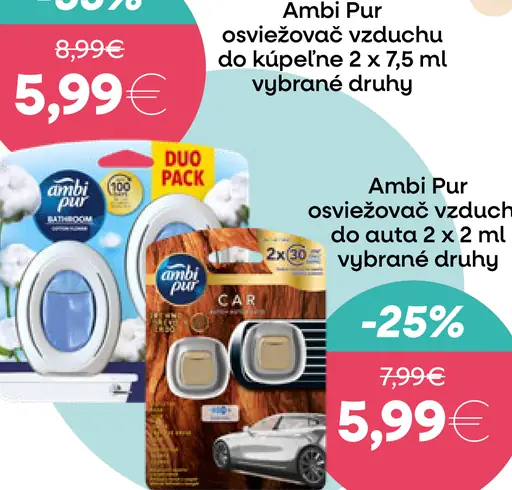 Ambi Pur osviežovač do auta 2 x 2 ml