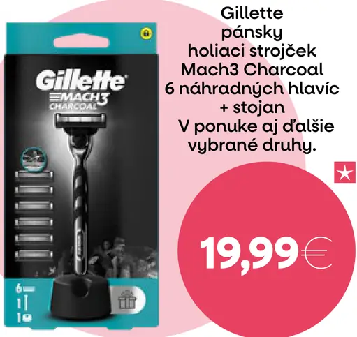 Gillette pánsky holiaci strojček Mach3 Charcoal 6 náhradných hlávic + stojan