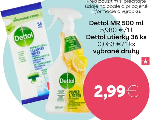Dettol čistiaci prostriedok a utierky