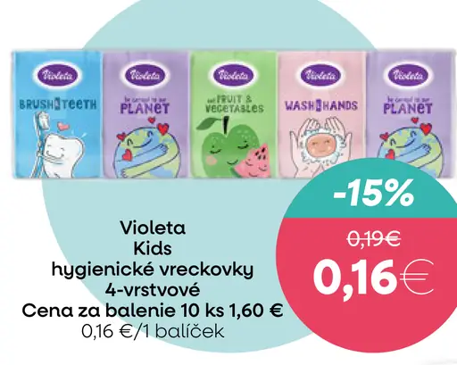Violeta Kids hygienické vreckovky 4-vrstvové