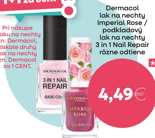 Dermacol lak na nechty Imperial Rose/3 in 1 Nail Repair