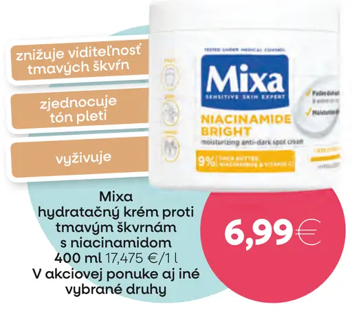Mixa hydratačný krém proti tmavnúcim škvrnám s niacínamidom