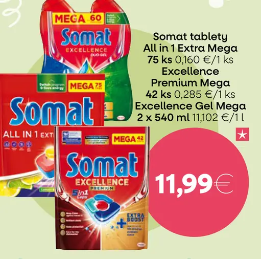 Somat tablety All in 1 Extra Mega/Excellence Gel Mega