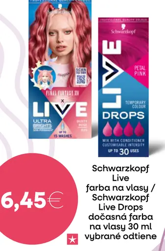 Schwarzkopf Live farba na vlasy alebo Schwarzkopf Live Drops dočasná farba na vlasy
