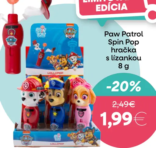 Paw Patrol Spin Pop hračka s lízankou