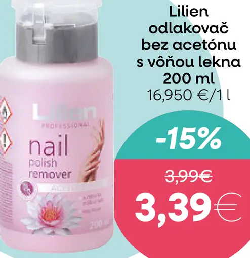 Lilien odličovač bez acetónu v 200ml tekutá forma