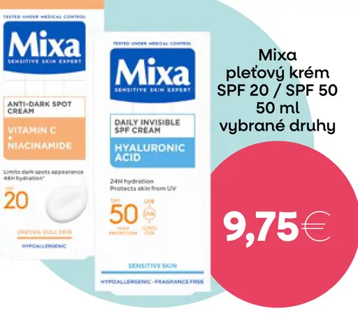 Mixa pleťový krém SPF 20 / SPF 50