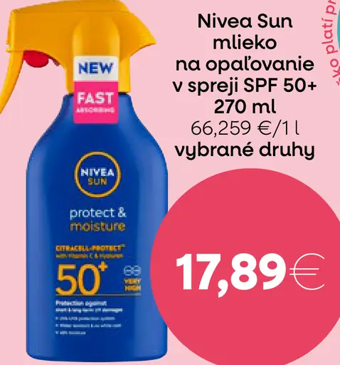 Nivea Sun mlieko na opaľovanie v spreji SPF 50+
