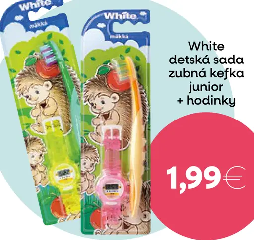 White Medical detská sada zubná kefka junior + hodinky