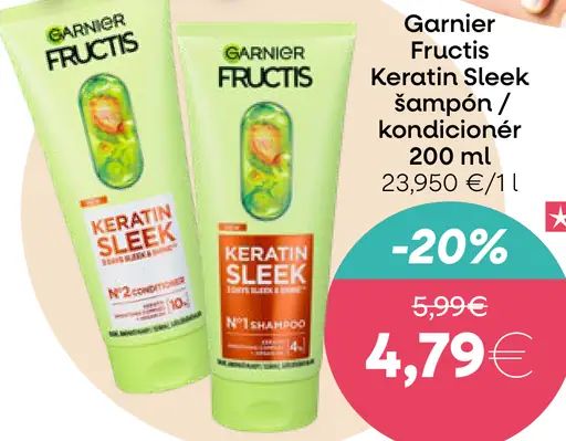 Garnier Fructis Keratin Sleek šampón/kondicionér