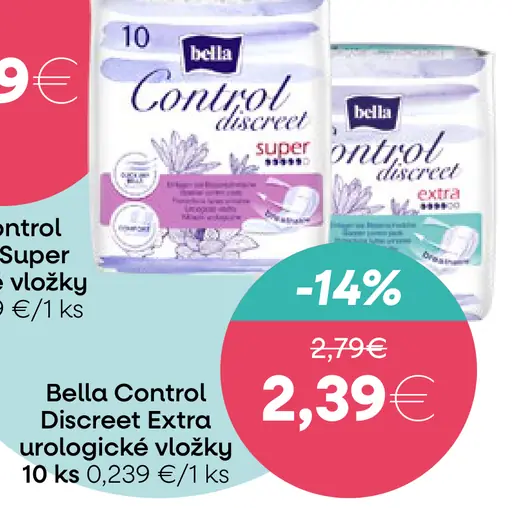 Bella Control Discreet Super urologické vložky