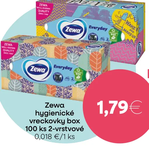 Zewa hygienické vreckovky box 100 ks 2-vrstvové