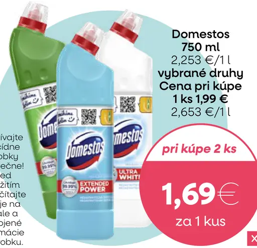 Domestos tekutý čistiaci prostriedok vybrané druhy