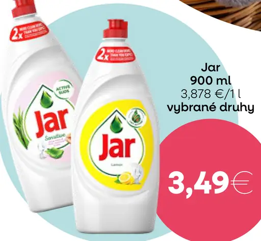 Jar tekutý prostriedok na umývanie riadu vybrané druhy