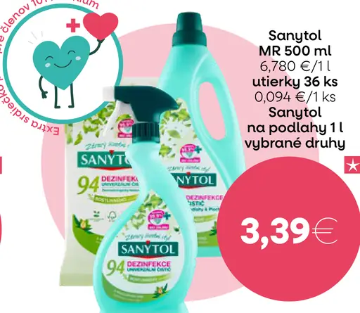Sanytol univerzálny čistič na podlahy utierky