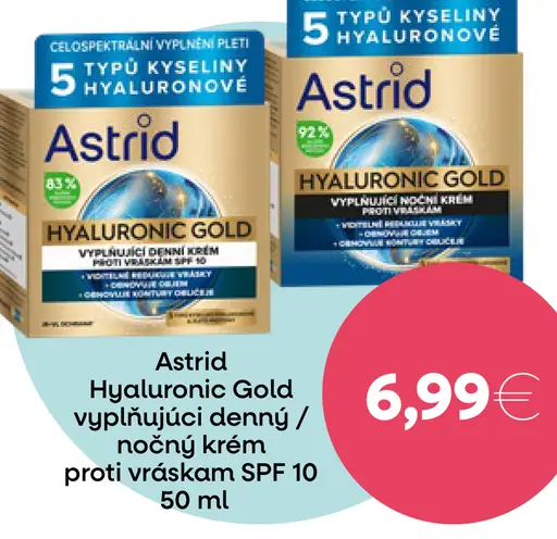 Astrid Hyaluronic Gold vypĺňajúci denný krém proti vráskam