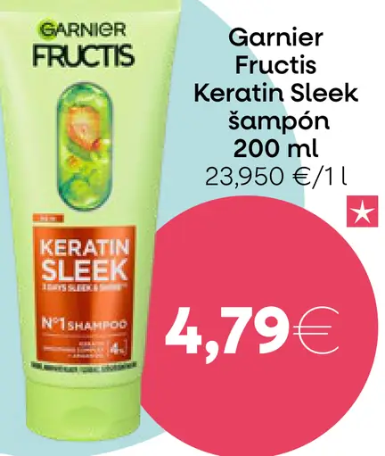Garnier Fructis Keratin Sleek šampón/kondicionér