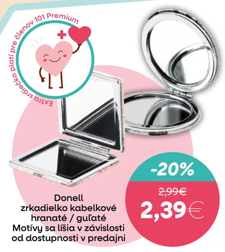 Donell zrkadielko kabelkové hranaté / guľaté