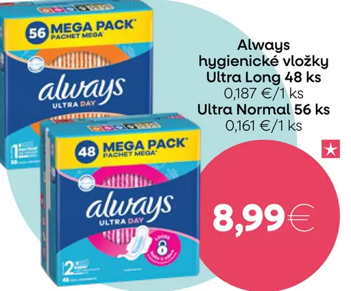 Always hygienické vložky Ultra Long