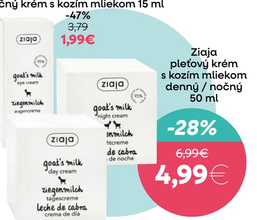 Ziaja pleťový krém s kozím mliekom denný/nočný