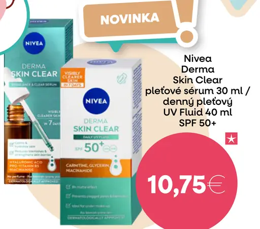 Nivea Derma Skin Clear pleťové sérum / denný pleťový UV Fluid