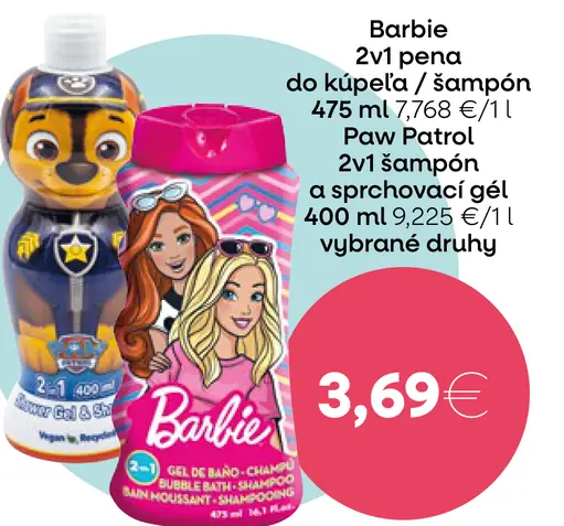 Barbie 2v1 pena do kúpeľa/šampón