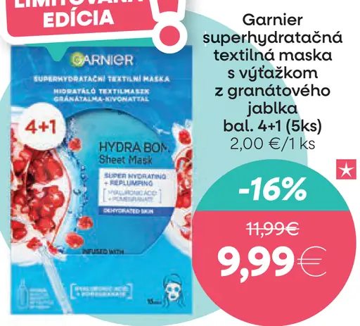 Garnier superhydratačná textilná maska