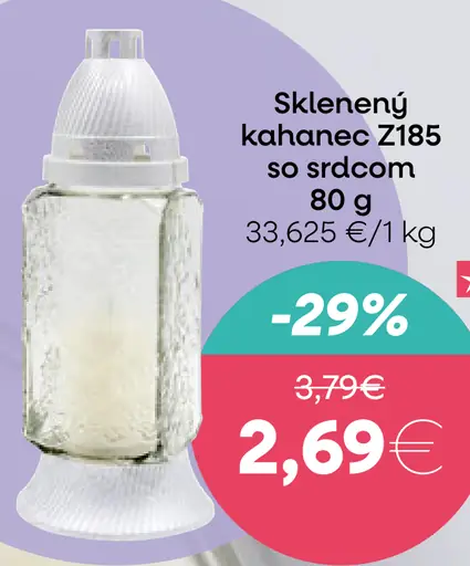 Sklenený kahance Z185 srdcom