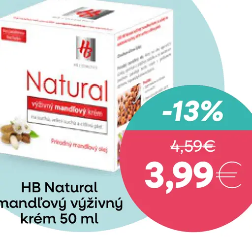 HB Natural mandľový výživný krém
