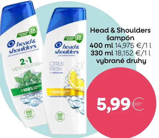 Head & Shoulders šampón vybrané druhy