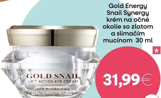 Gold Energy Snail Synergy krém na oči okolo so zlatom a slimáčím mucínom