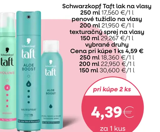 Schwarzkopf Taft lak na vlasy 250ml penové tužidlo 200ml texturizačný sprej 150ml