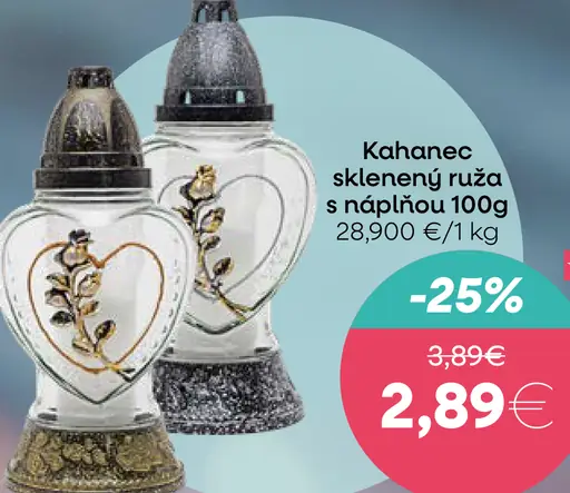 Kahanec sklenený ruža s náplňou