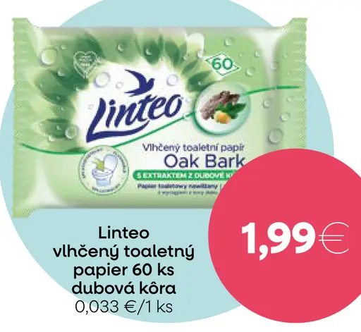 Linteo vlhčený toaletný papier s extraktom z dubovej kôry