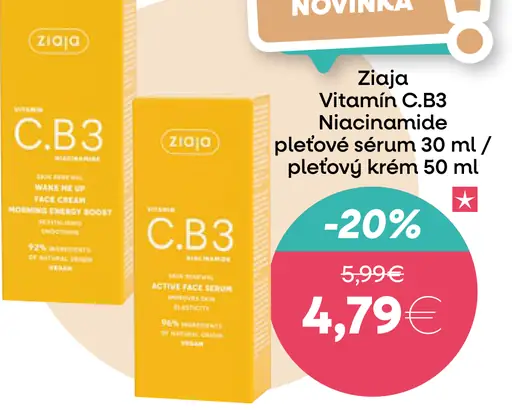Ziaja Vitamin C.B3 Niacinamide pleťové sérum/krém