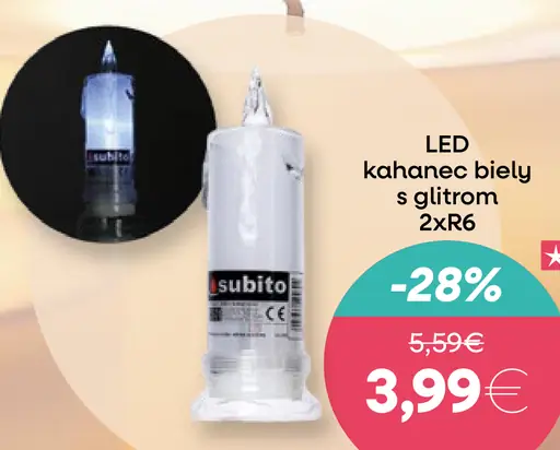 LED kahance biely s glittrom