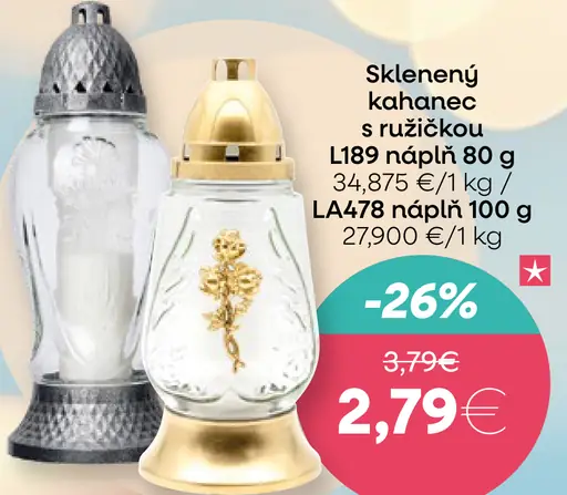 Sklenený kahance s ružičkou