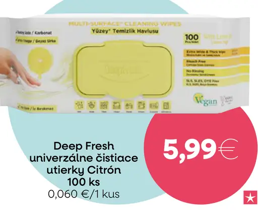 Deep Fresh univerzálne čistiace utierky Citrón