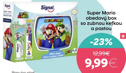 Super Mario obedový box so zubnou kefkou a pastou