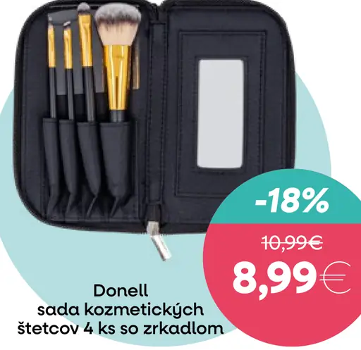 Donell sada kozmetických štetcov 4 ks so zrkadlom