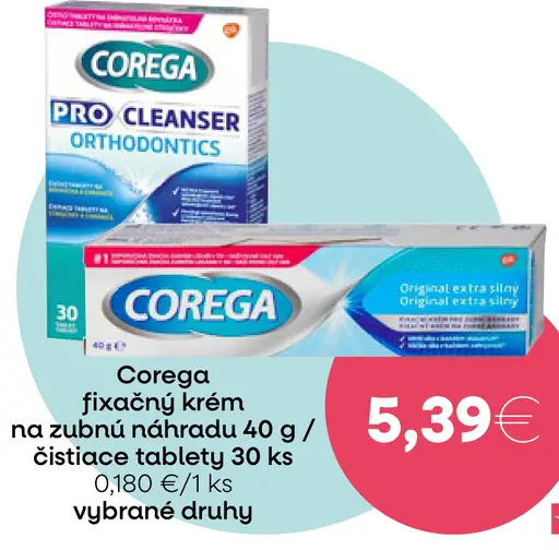 Corega fixačný krém na zubnú náhradu / čistiace tablety