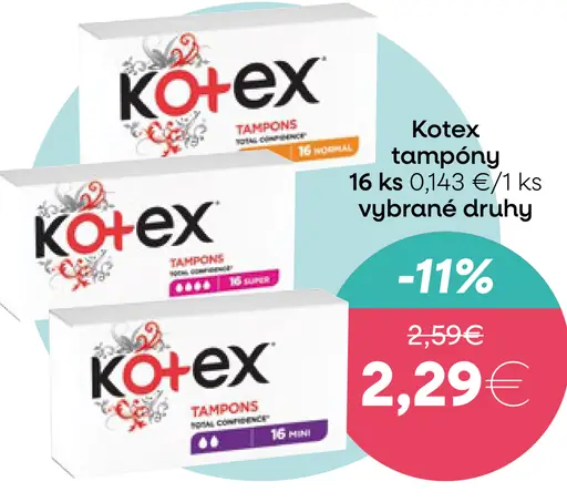 Kotex tampóny/s hygienické vložky