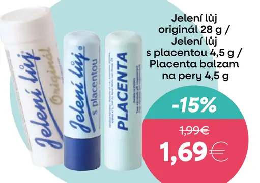 Jelení lůj originál / Jelení lůj s placentou / Placenta balzam na pery