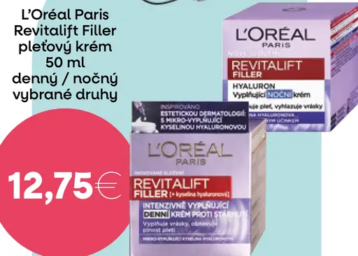 L'Oréal Paris denný a nočný pleťový krém Revitalift Filler