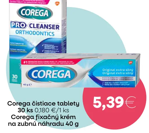 Corega fixačný krém na zubnú náhradu / čistiace tablety