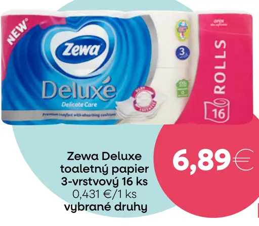 Zewa Deluxe toaletný papier 3-vrstvový vybrané druhy