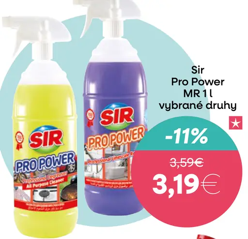 Sir Pro Power MR 11 čistiaci prostriedok rôzne druhy