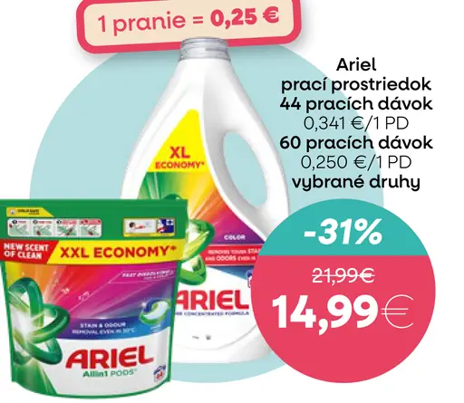 Ariel prací prostriedok tekutý alebo kapsuly