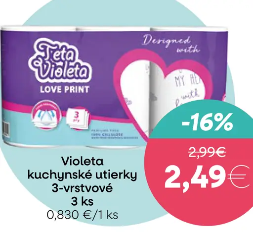 Violeta papierové kuchynské utierky 3-vrstvové