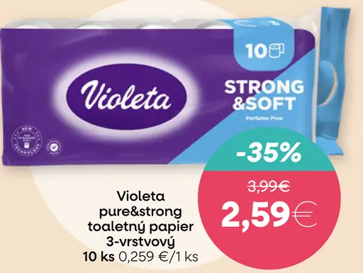 Violeta pure&strong toaletný papier 3-vrstvový